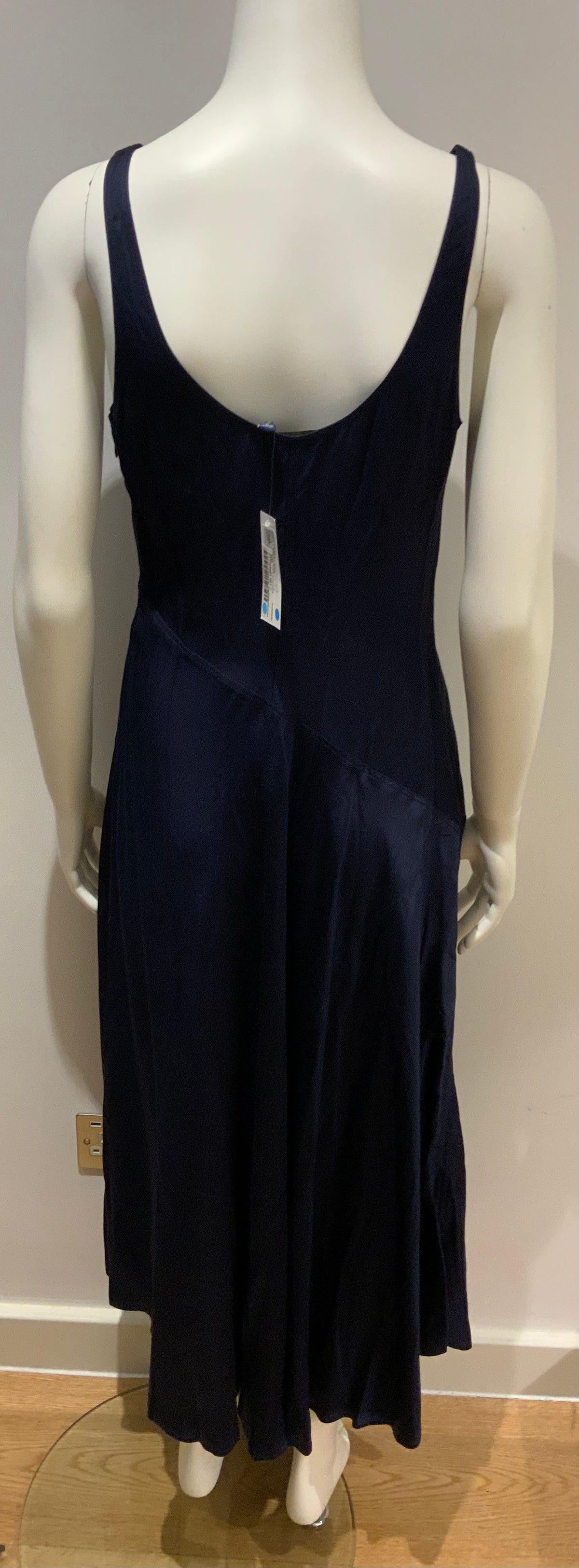 RALPH LAUREN Polo STRAPLESS NAVY SLIP SATIN DRESS US 4 UK 8 S small ladies
