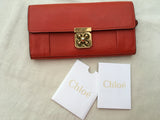 Chloé Chloe Orange Leather Elsie Long Wallet Clutch ladies