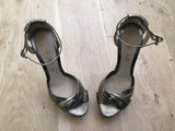 JIMMY CHOO ICONS Greta lamé-covered suede sandals Size 36 UK 3 US 6 ladies