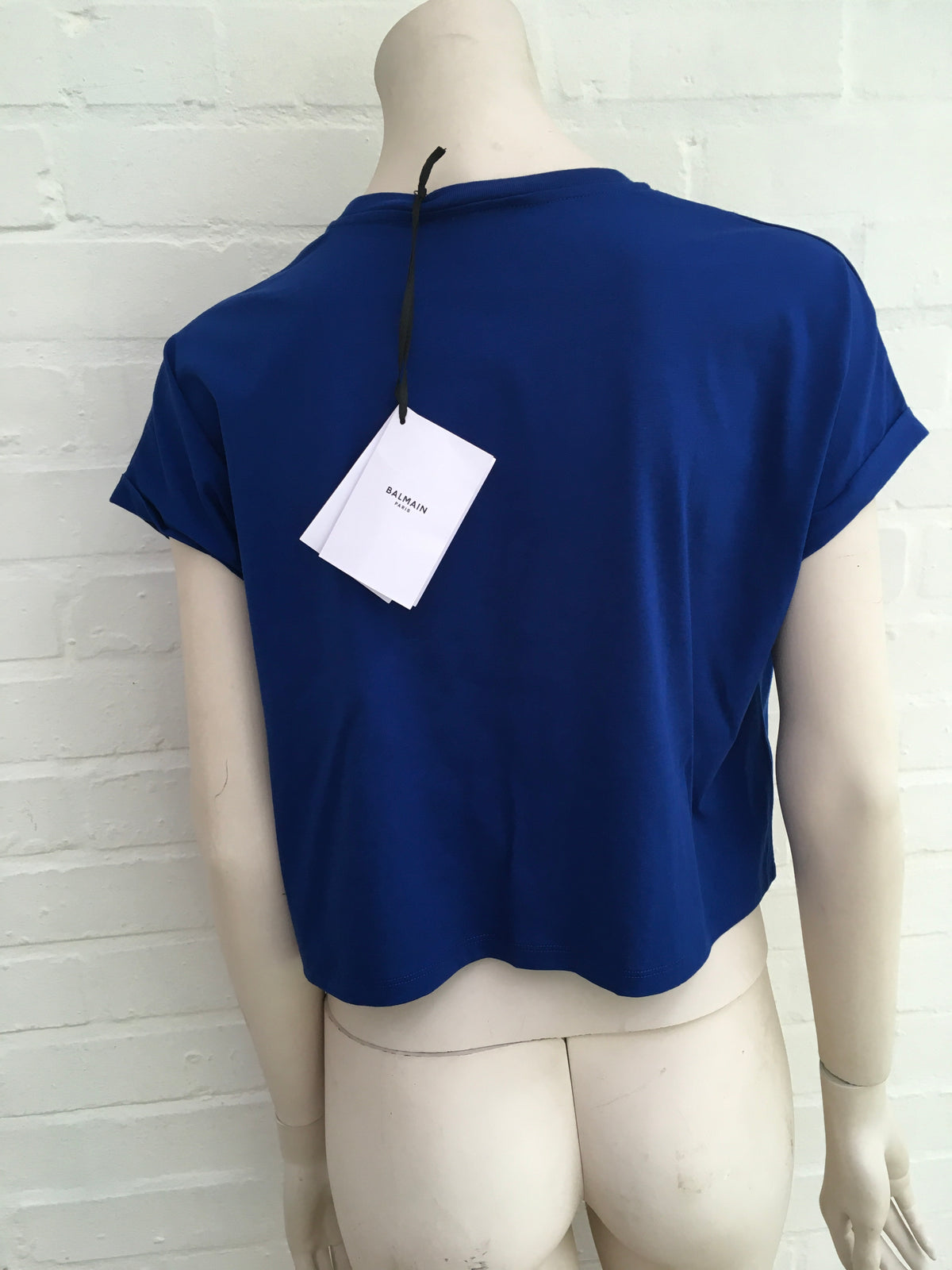 Balmain blue logo cropped T-shirt Size XS ladies