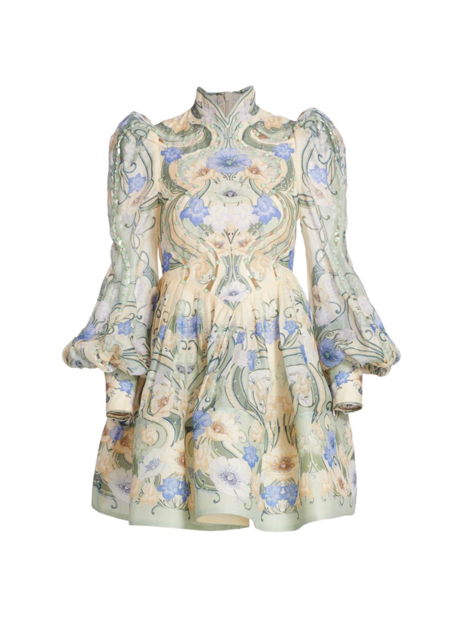 ZIMMERMANN MOST Rhythm Embellished Poppy Silk-Blend Mini Dress mini 1 S small ladies