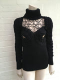 ALEXANDER MCQUEEN GHOTIC MERINO WOOL CABLE HAND MADE KNIT TURTLENECK SWEATER S ladies