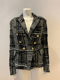 Balmain Double-breasted wool blend checked tweed blazer F 42 UK 14 US 10 ladies