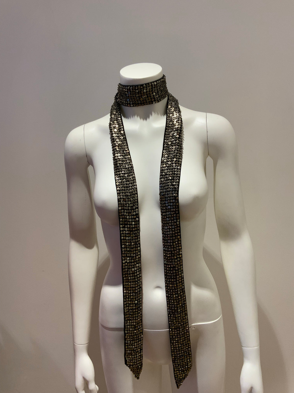 $1255 ISABEL MARANT Gunmetal Pulse Sequin Embellished Scarf one size ladies