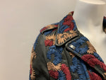 MiH Jeans Distressed Cropped Leather embroiders Biker Jacket Size S small ladies