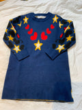 Stella McCartney KIDS Blue Rita Knit Dress with Hearts and Stars Print 6 years children