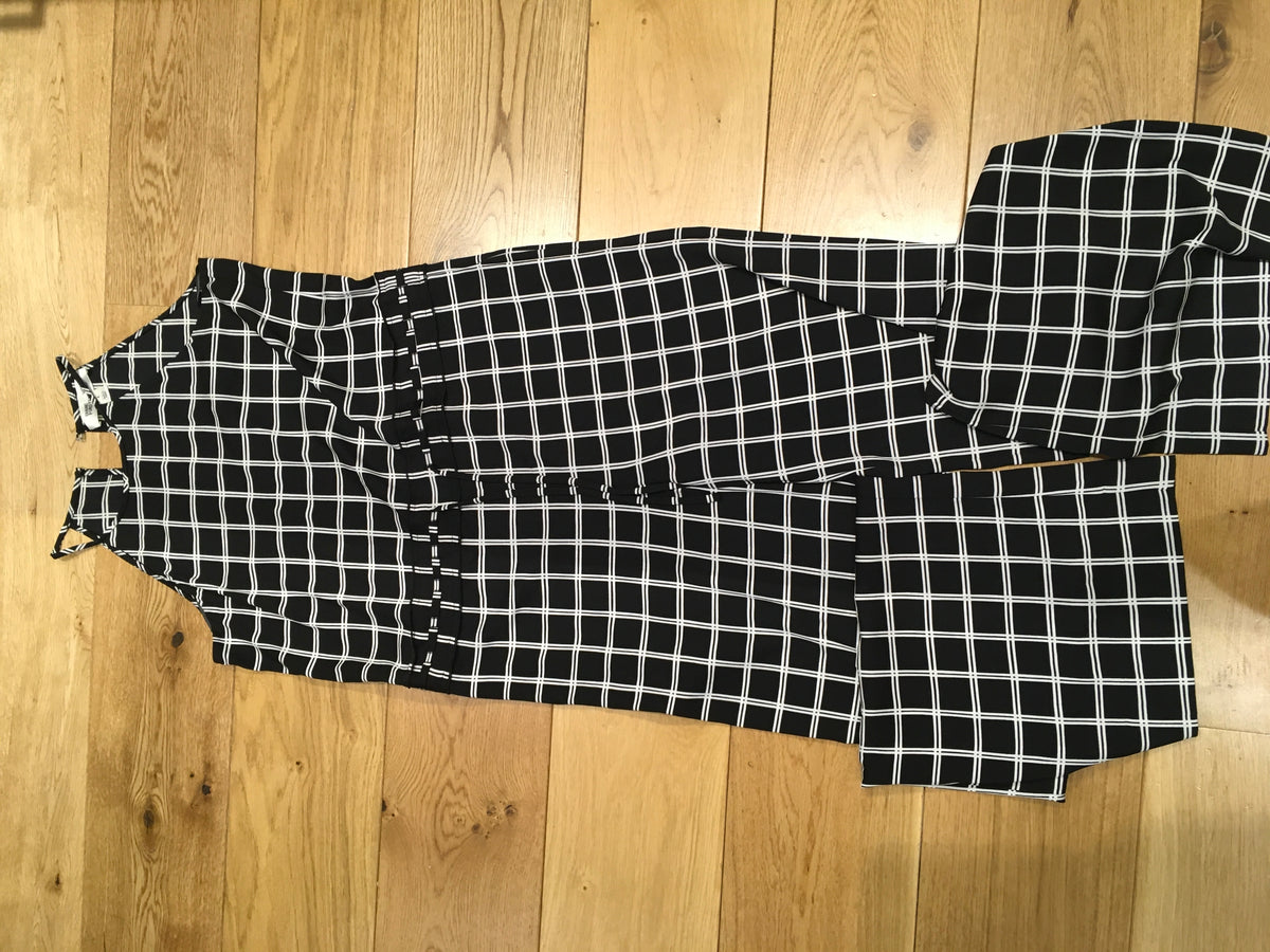 Diane von Furstenberg 2019 Davin checked silk jumpsuit Size US 4 UK 8 S Small ladies