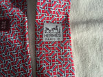 Hermès HERMES Paris Silk Blue Print Tie 5050 PA 100% AUTHENTIC Men