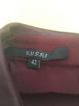 GUCCI Silk Leather-bib Burgundy Blouse Size I 42 Small / Medium Ladies