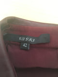 GUCCI Silk Leather-bib Burgundy Blouse Size I 42 Small / Medium Ladies