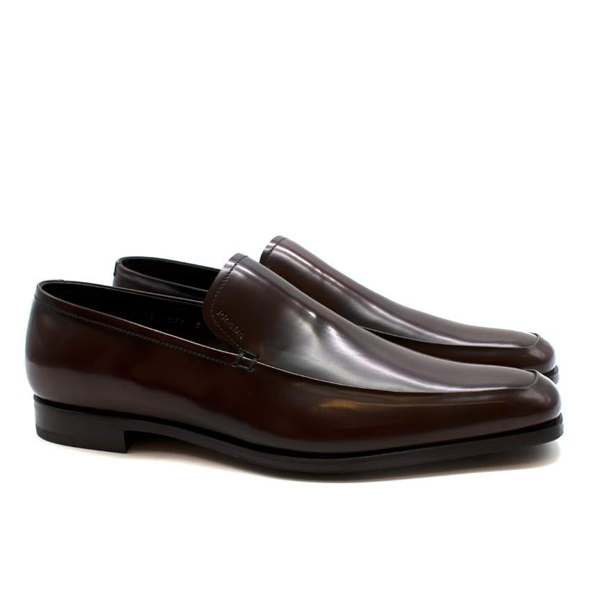 Prada Dark Brown Leather Loafers Casual Shoes Size US 8 42 men