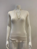 Ermanno Scervino Lace Insert knit White Top Size S small ladies