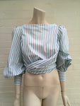 Johanna Ortiz Bahia open-back striped cotton-poplin wrap top Size 0 Ladies