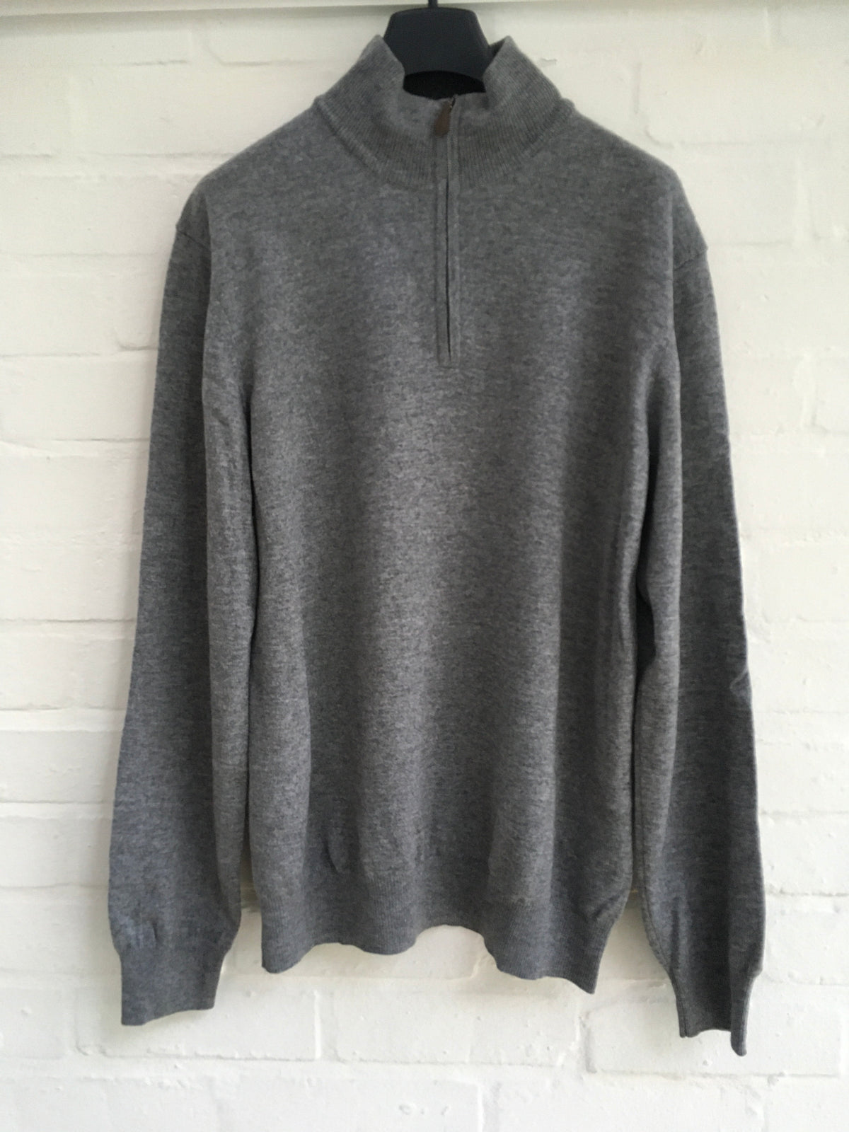 HACKETT LONDON GREY CASHMERE WOOL KNIT HALF ZIP SWEATER JUMPER M MEDIUM MEN