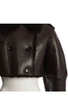 Burberry Prorsum Dark Chocolate Shearling Cropped Coat Jacket I 44 UK 12 Ladies