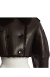 Burberry Prorsum Dark Chocolate Shearling Cropped Coat Jacket I 44 UK 12 Ladies
