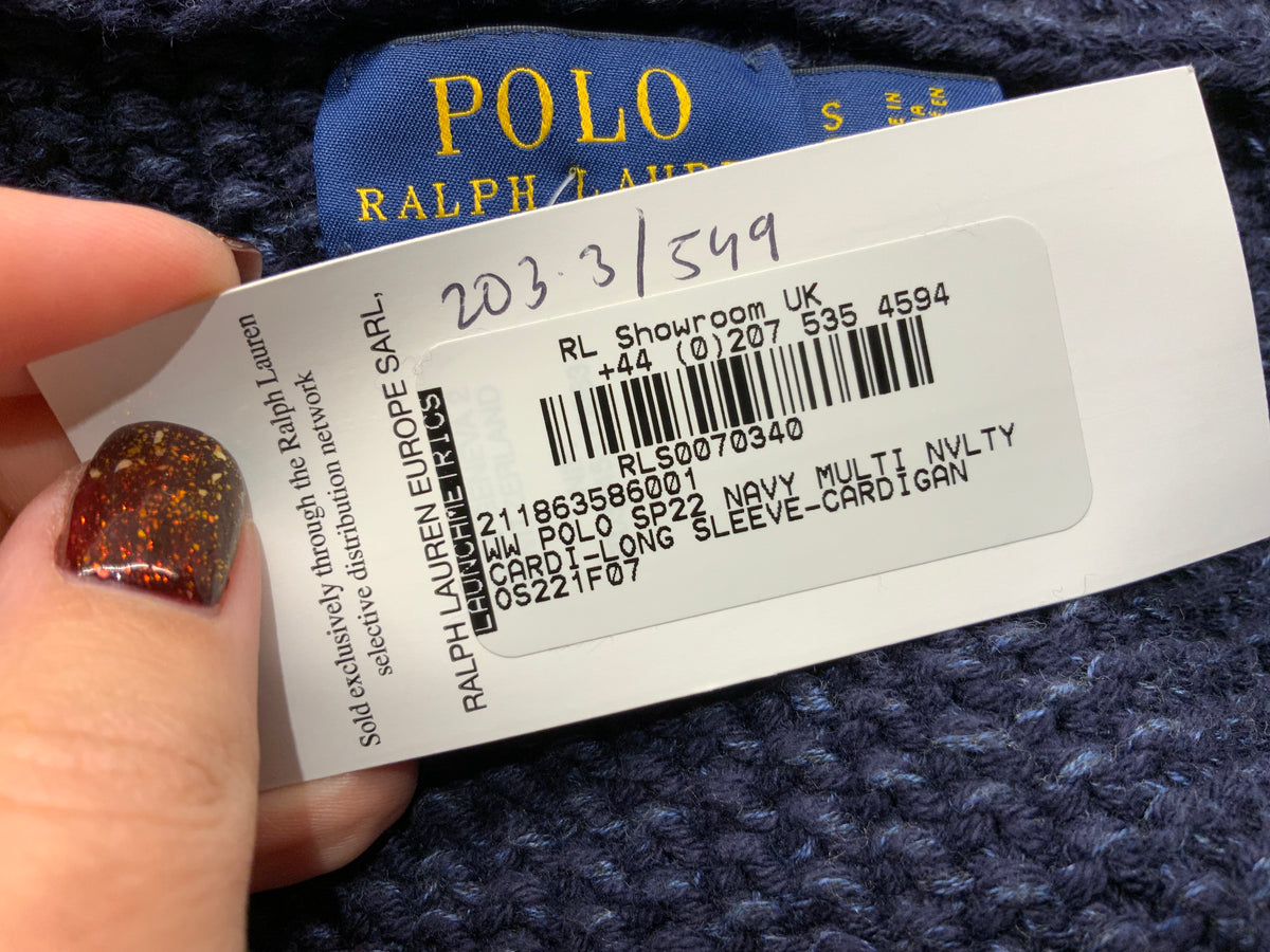 Polo Ralph Lauren Intarsia Knit Graphic Logo Cardigan Toggle Sweater Sz S small ladies