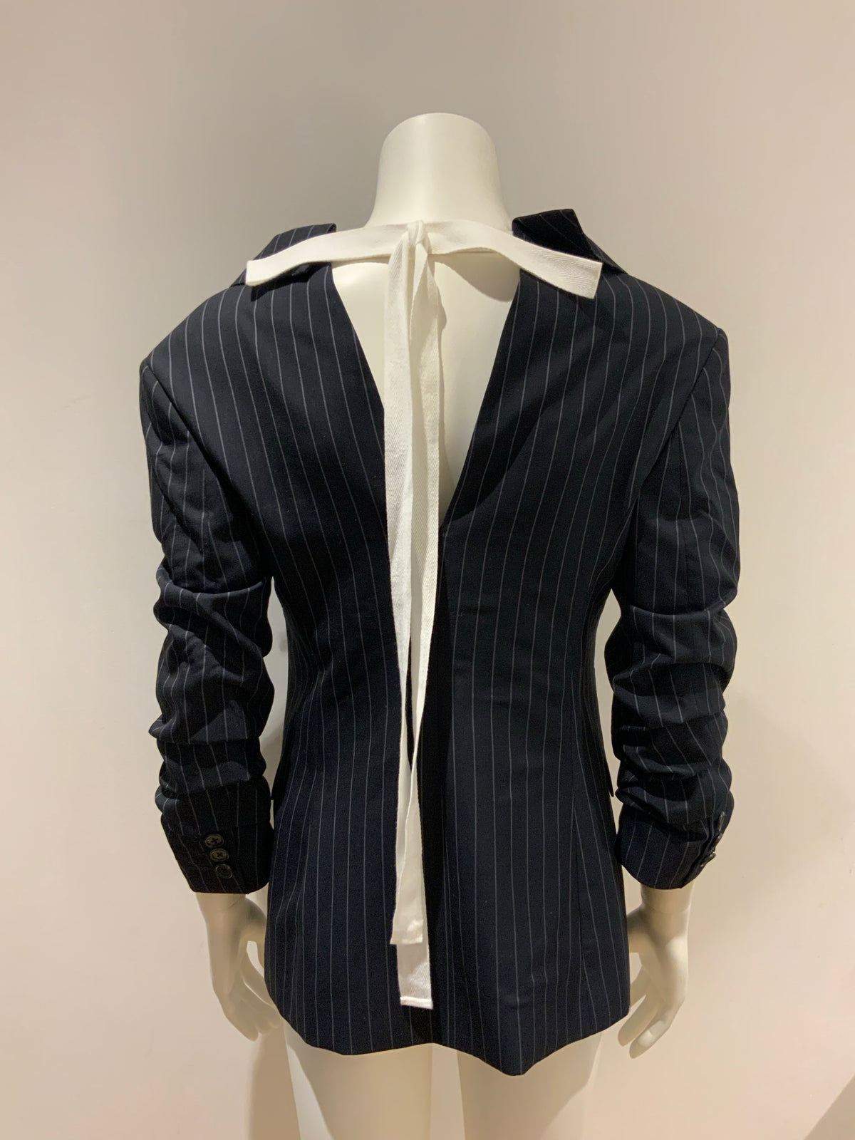 MONSE pin striped wool ruched backless blazer Size US 4 UK 8 S small ladies