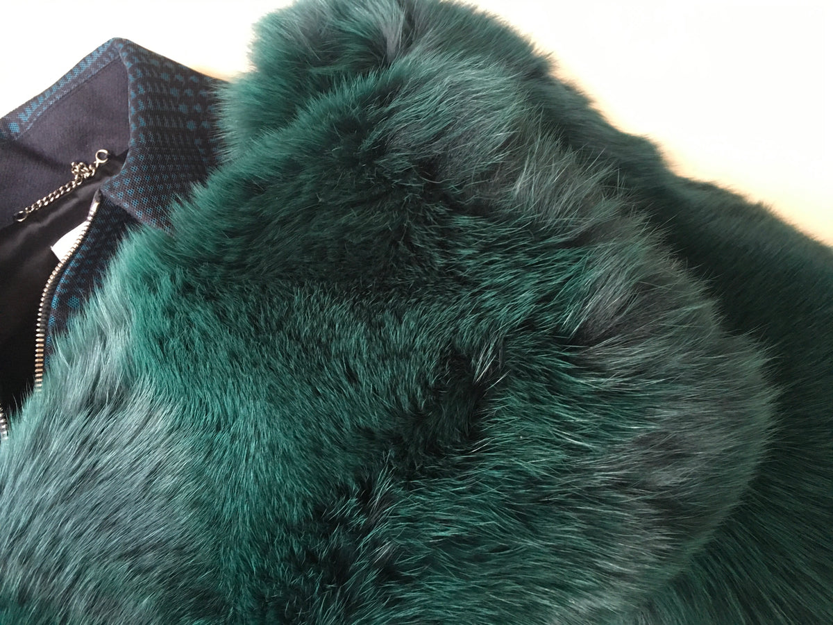 MARY KATRANTZOU Lodger saga fox fur sleeve tulle and wool jacket  Ladies