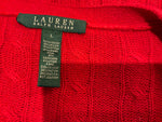 Ralph Lauren Lauren Cable Knit Wool & Cashmere Red Cardigan Size L large ladies