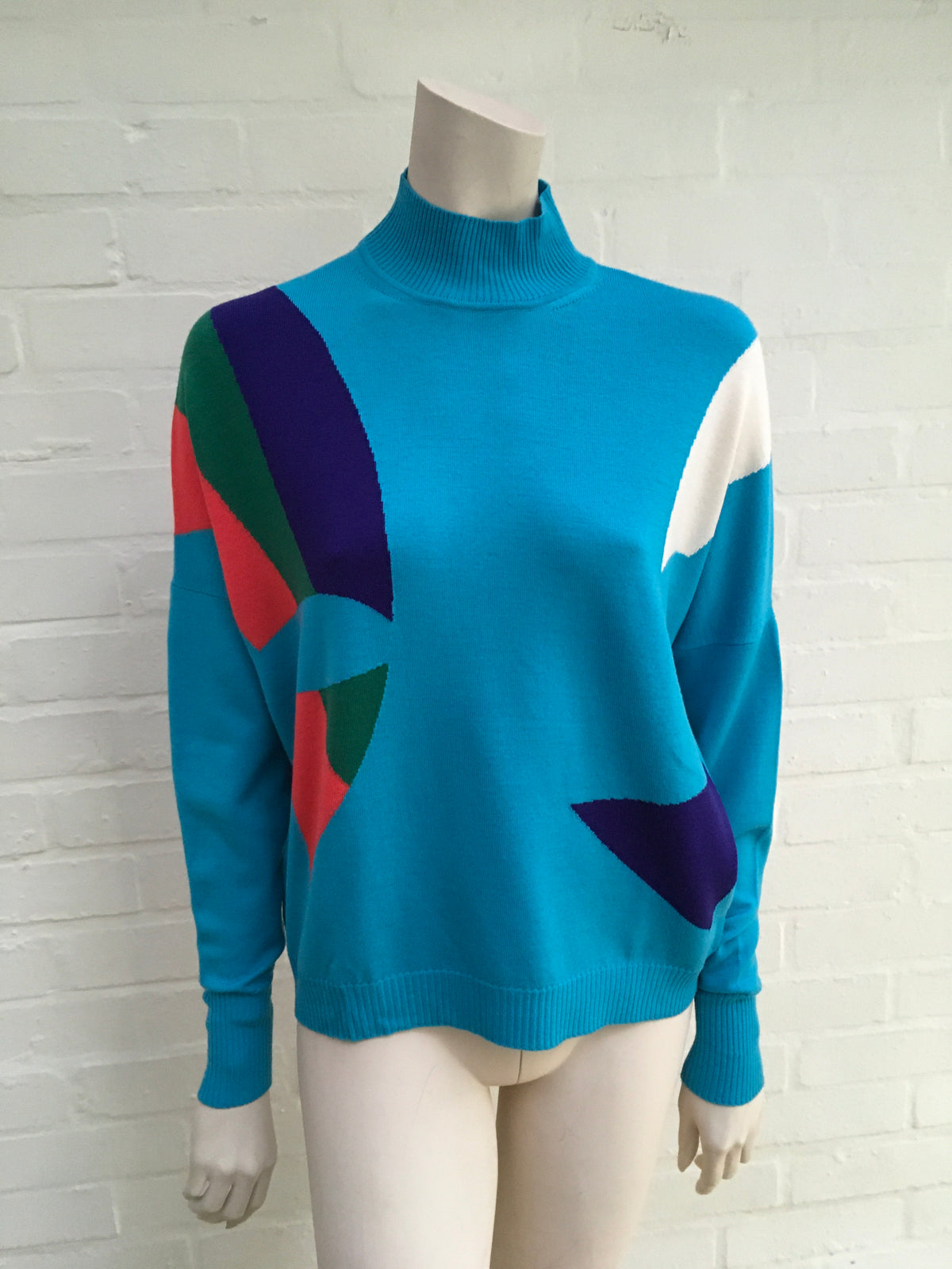 Delpozo Intarsia Wool Knit Sweater Jumper Size L Large Ladies