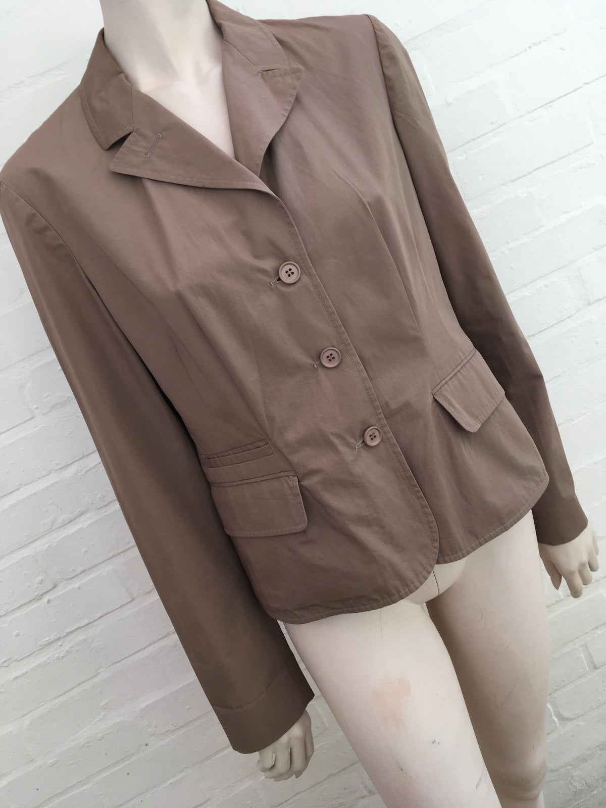 MIU MIU COTTON BEIGE BLAZER JACKET SIZE I 46 ladies