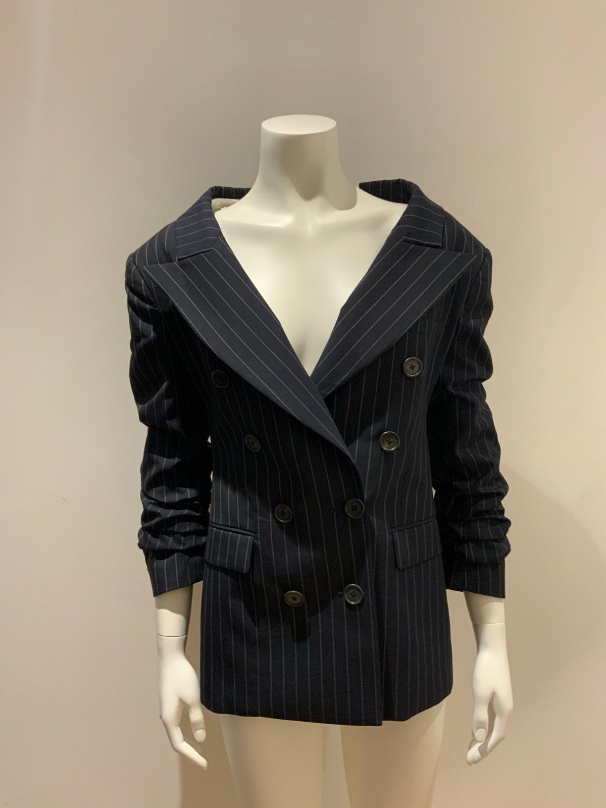 MONSE pin striped wool ruched backless blazer Size US 4 UK 8 S small ladies