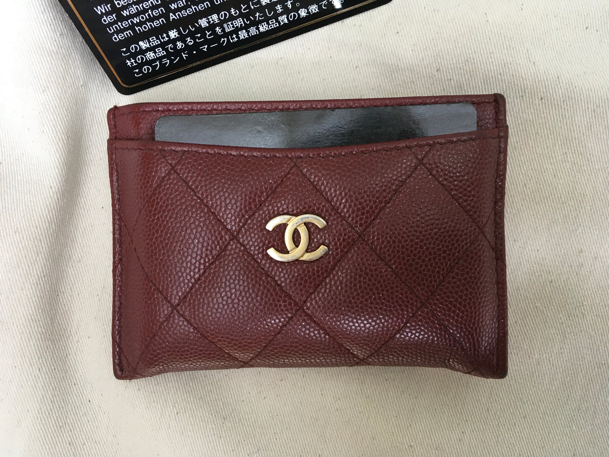 Chanel Card Holder Quilted Diamond Burgundy 2019 ladies