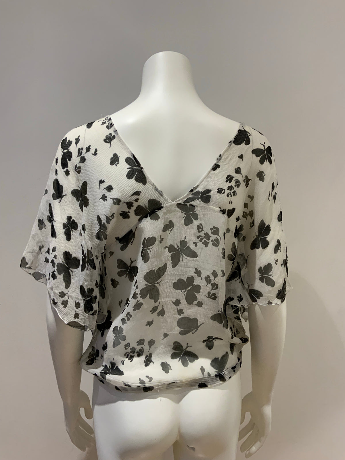Paul & Joe Silk Black Butterfly Printed Blouse Top Size 1 UK 8 US 4 S small ladies