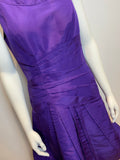 Oscar de la Renta Silk Knee Length Dress Purple Elegant Size US 6 UK 10 ladies