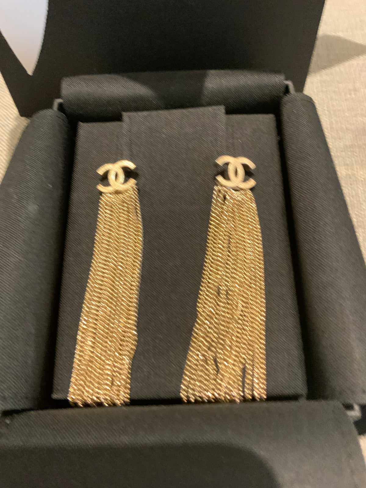 CHANEL 2022 A22 CC Multi Strand Chain Drop Earrings Gold Drop Earrings ladies