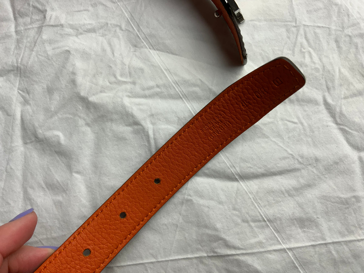 Hermès HERMES Reversible H 32mm Belt Kit Orange Brown Size 80 ladies
