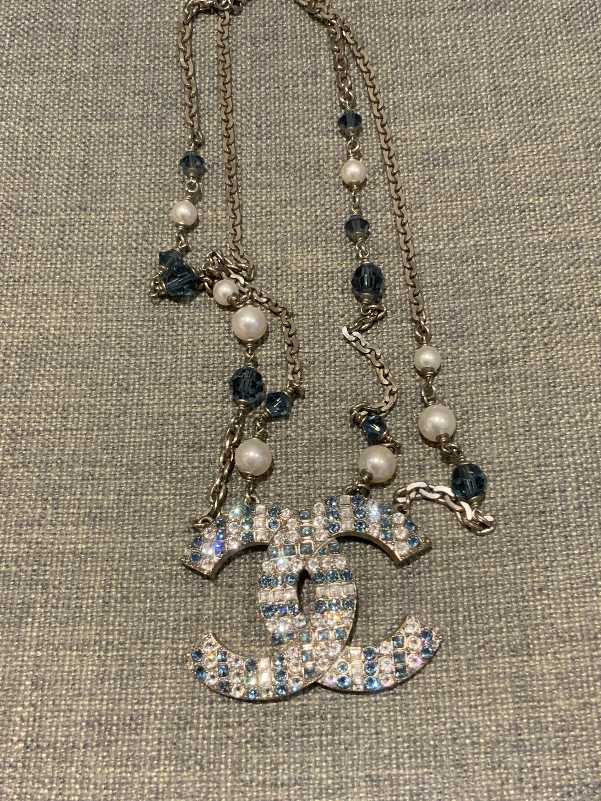 CHANEL 2019 19C CC Multi Strand Chain Pearls Choker Necklace Chain ladies