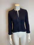 Lindka Cierach Couture Navy Cashmere Silk Beads Trim Cardigan Size XS ladies