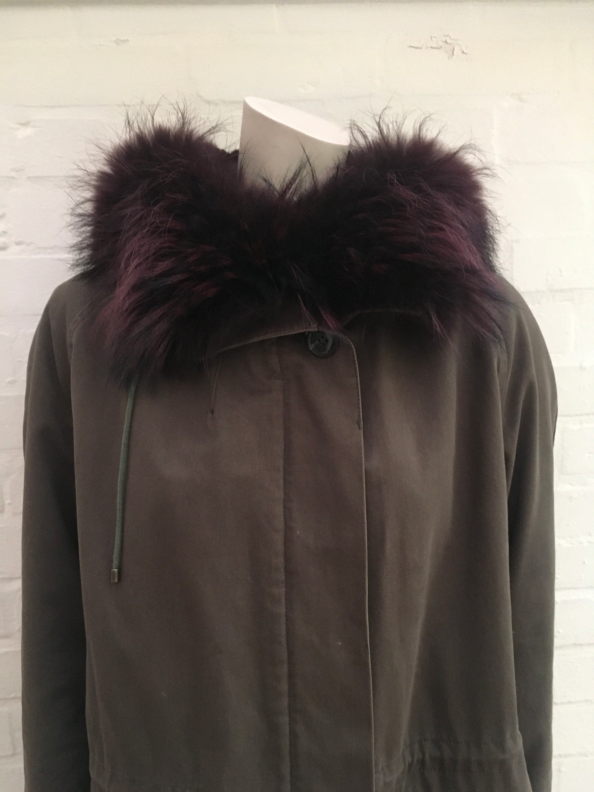 Yves Salomon Army Collection natural raccoon rabbit fur short jacket Sz F 34 XS Ladies