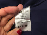 SANDRO Paris Navy Blue Eureka Leather Pocket Silk Blouse Size 1 S Small ladies