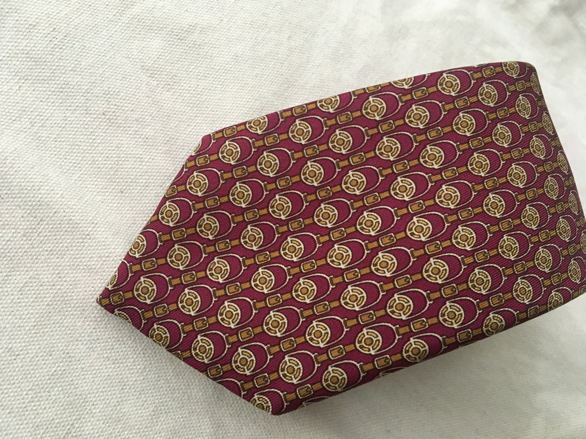 Hermès HERMES Paris Silk Chain-Link Print Silk Tie 956 LA 100% AUTHENTIC Men