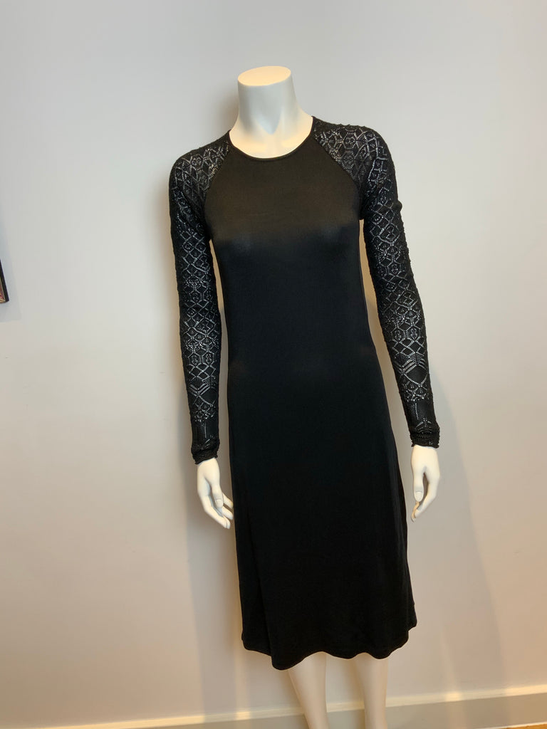 RALPH LAUREN BLACK LABEL CHROCKET SLEEVES MIDI DRESS SIZE L LARGE ladi Afashionistastore RALPH LAUREN BLACK LABEL CHROCKET SLEEVES MIDI DRESS SIZE L LARGE ladi Afashionistastore