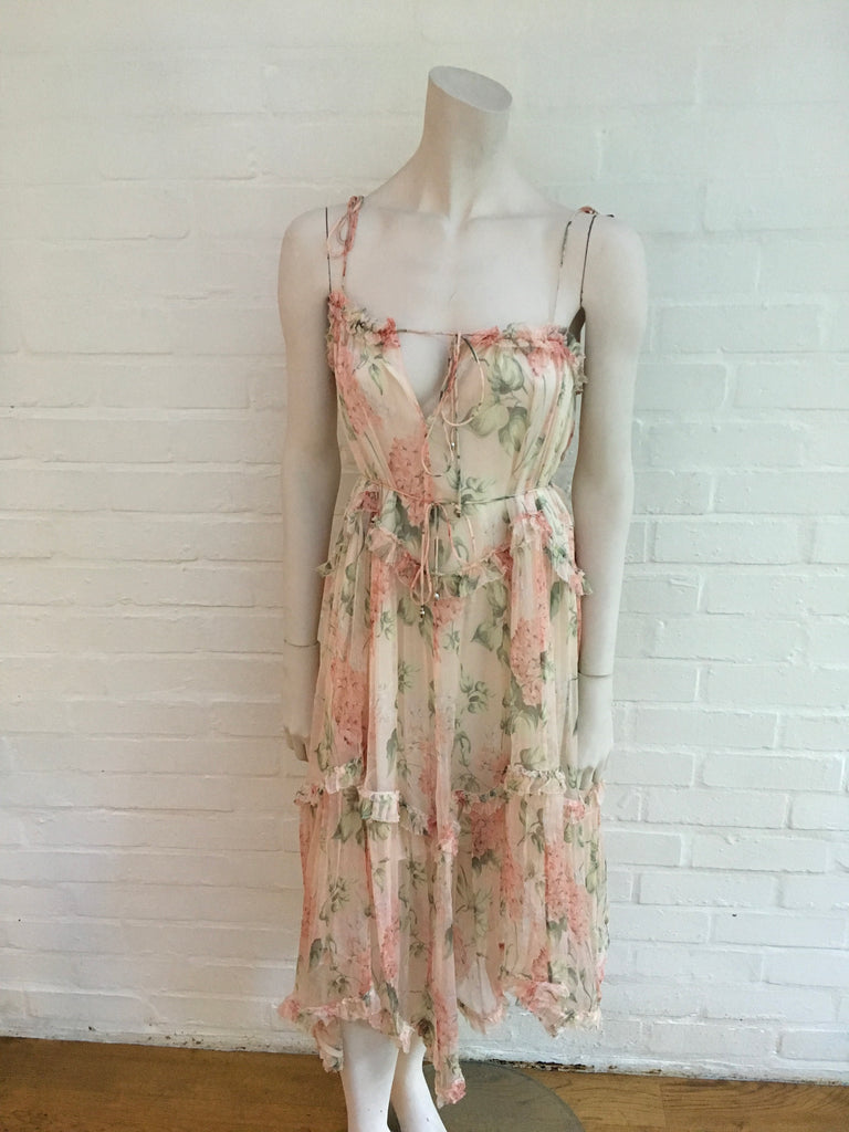 zimmermann prima floating cut out dress Zimmermann Prima Floating Cut Out Mini Dress Peach Floral Size 8