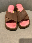 Clergerie Brown Suede Slippers Sandals Size 39 ladies