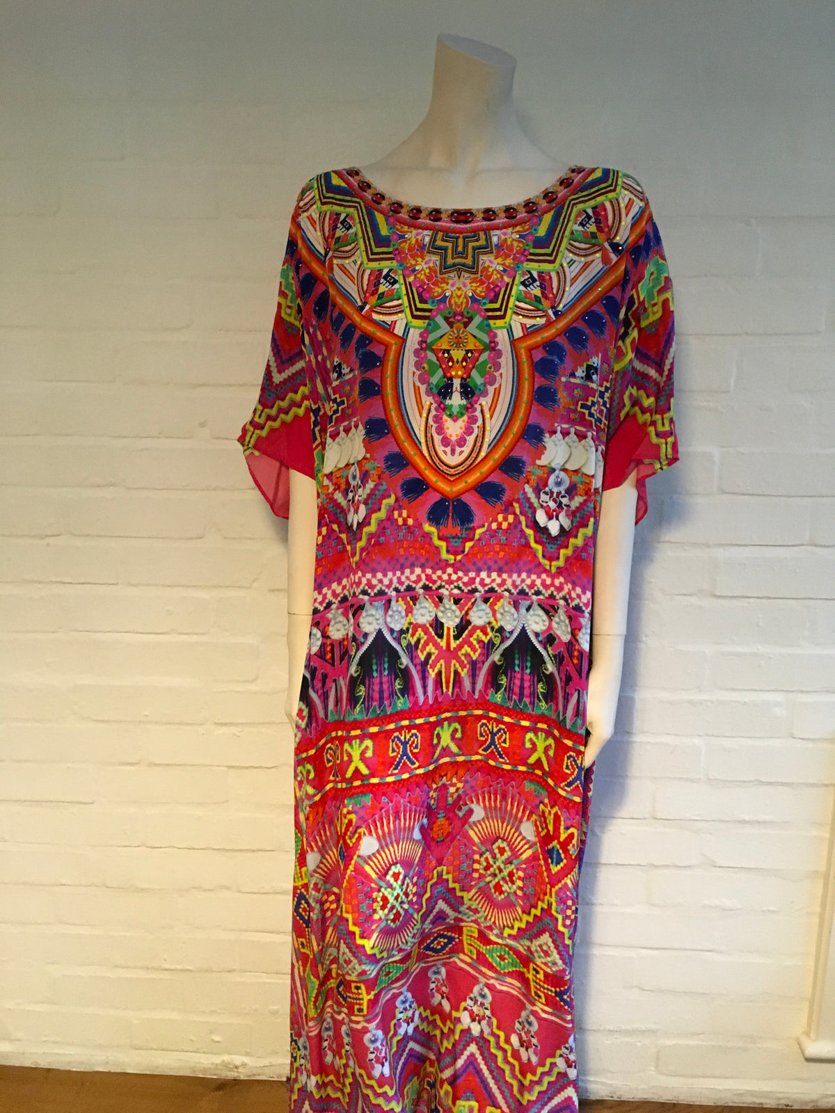 Camilla Frank 'Sacred Weave' Maxi Kaftan Silk Swarovski Dress Size One Size ladies
