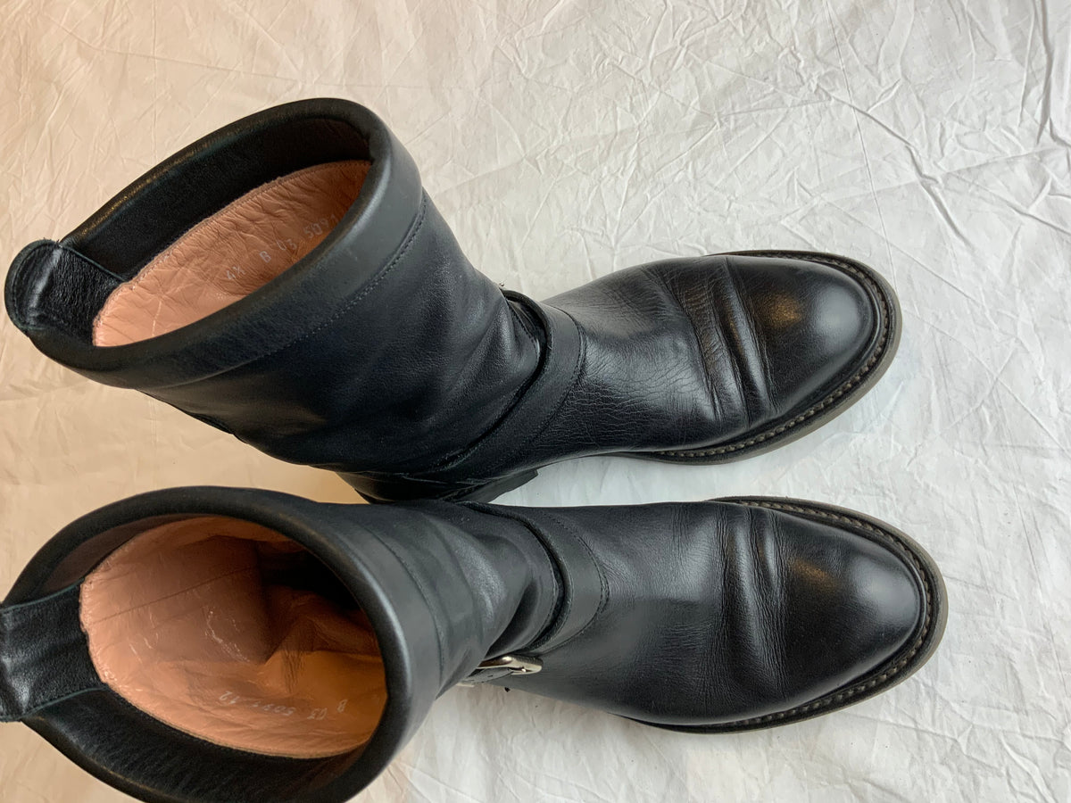 ROBERT CLERGERIE Black biker leather boots SIZE US 4 1/2 34.5 UK 1.5 ladies