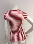 Tommy Hilfinger Red & White Striped T shirt $150 Size S Small ladies