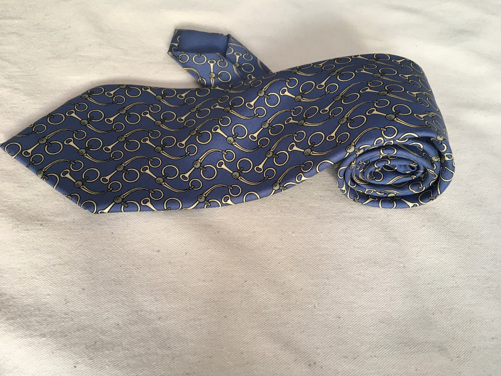 Hermès HERMES Paris Silk Blue Print Tie 643 TA 100% AUTHENTIC Men