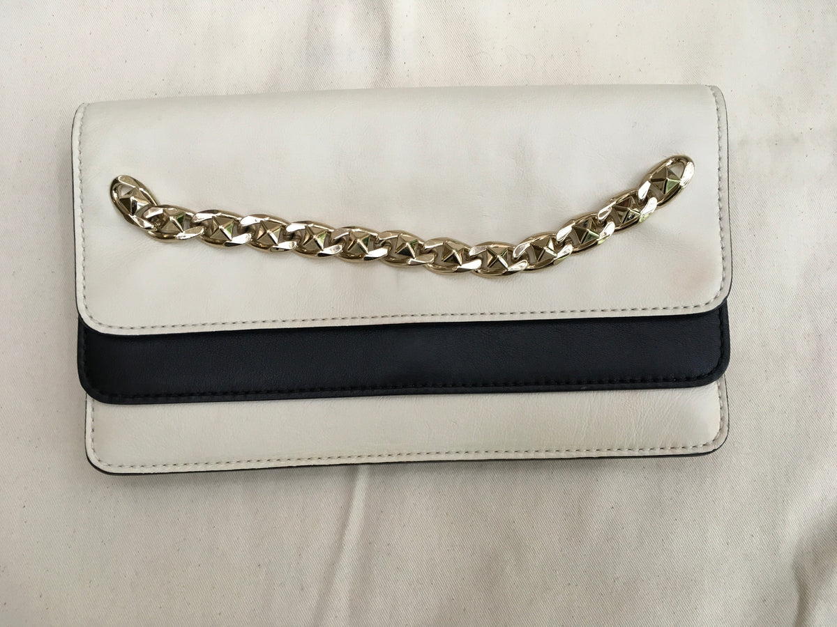 Valentino Bicolor Chain Double Flap Leather Clutch Bag Evening Bag Amazing Ladies