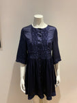 Navy Blue Silk Button Down Dress Size S Small ladies