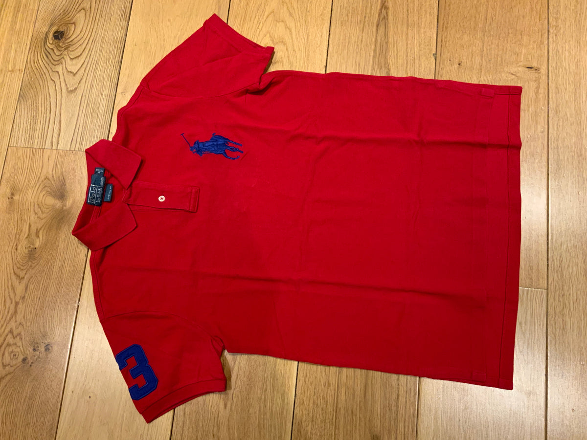 Polo Ralph Lauren Custom Fit Red Big Pony Logo Embroidered Polo T shirt Size M Medium men
