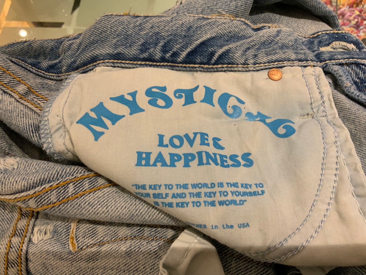 MOTHER LIMITED 2021 Blue Distressed Mystical 'the Trickster' Straight Jeans 26 ladies