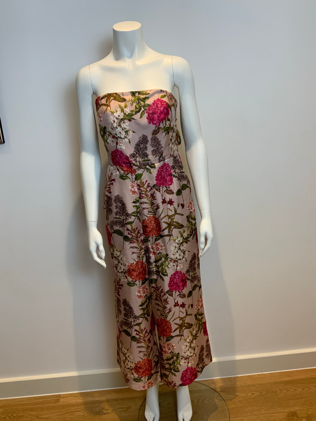 Whistles Hydrangea FLORAL Tie Back Strapless Jumpsuit Size US 10 UK 14 EU 42 ladies