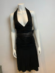 Donna Karan New York LBD Little Black Dress Backless Leather Straps Size S Small ladies